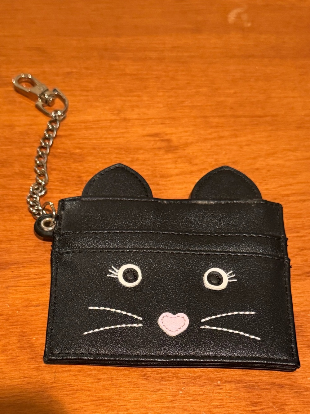 Madden Girl Black Cat Card Holder with Pink Heart Nose